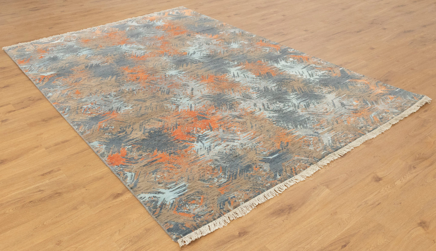 6x9 Erased Granite Colorful Geometric Handmade Rug | Best Rugs Online UK